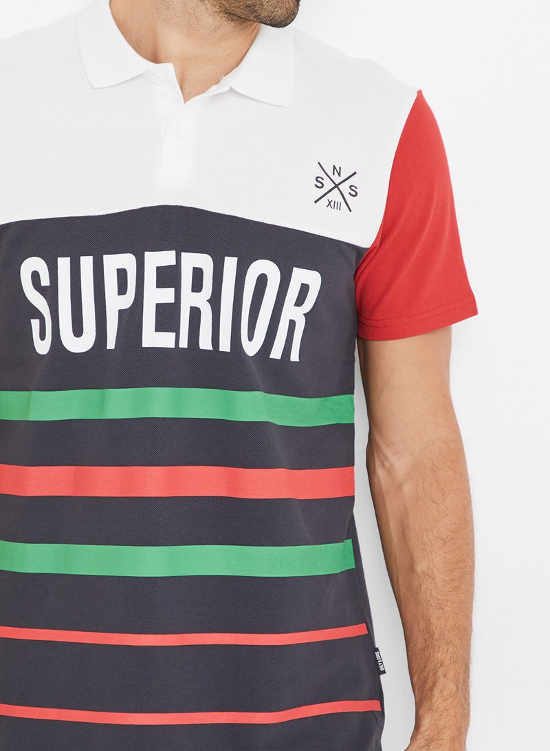 ONLY&SONS - Color Block Short Sleeve Polo T-Shirt Dark Navy - Image 1