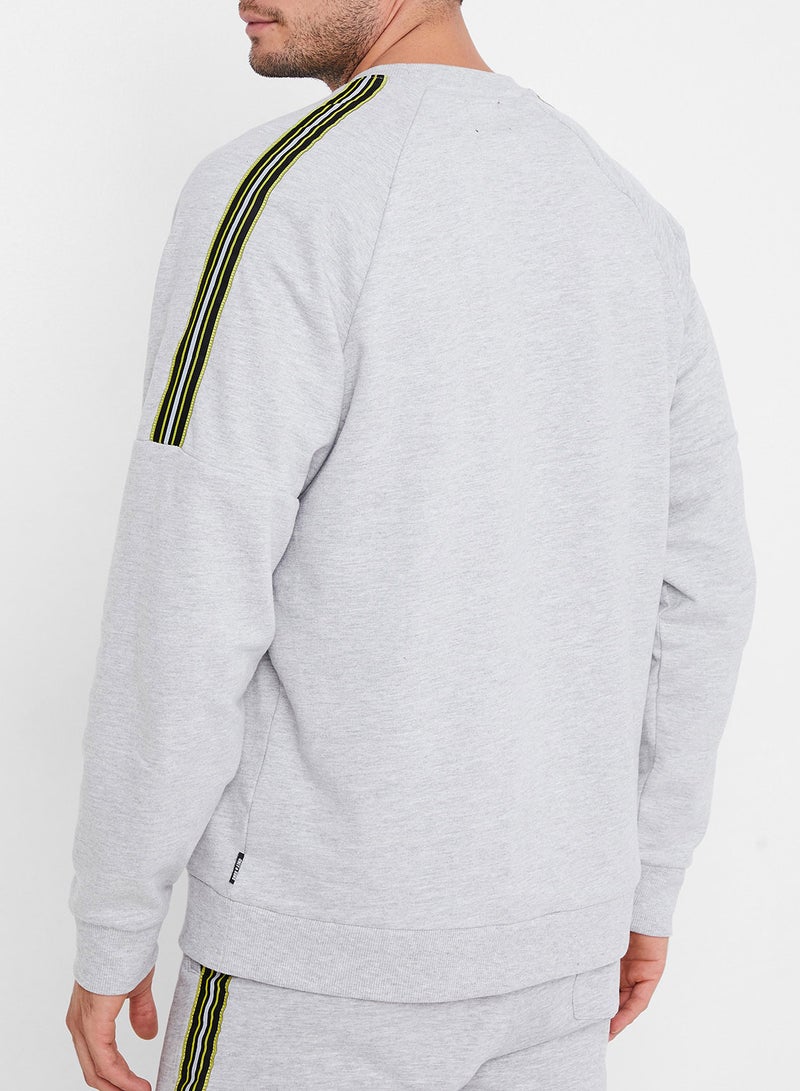 ONLY&SONS - Slogan Embroidered Sweatshirt Light Grey Melange - Image 1