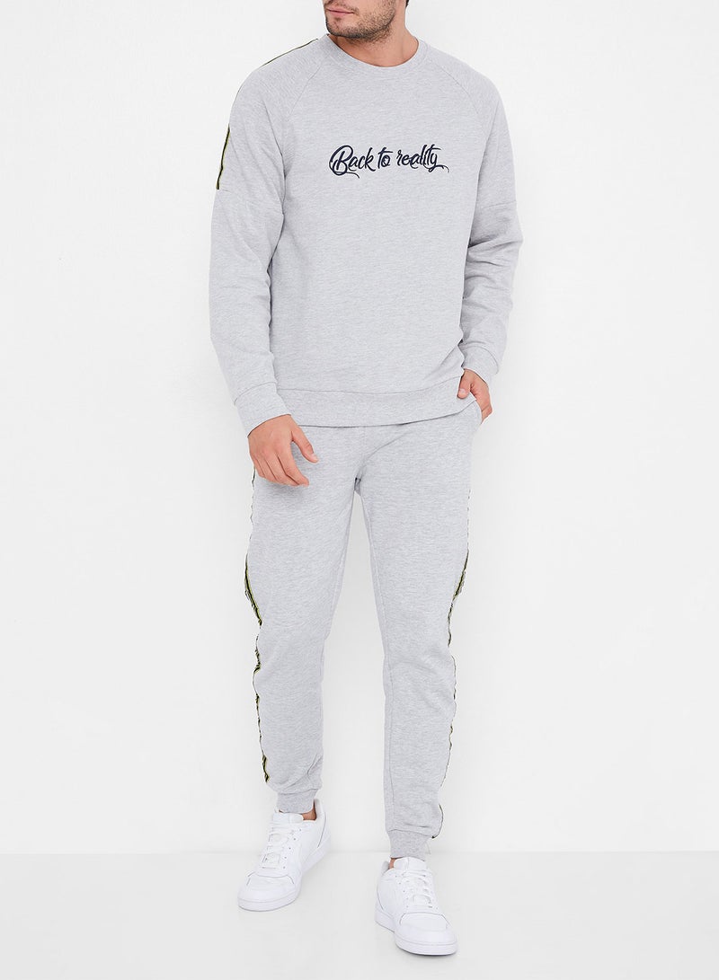 ONLY&SONS - Slogan Embroidered Sweatshirt Light Grey Melange - Image 1