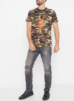 Short Sleeve Camo Print T-Shirt Multicolour