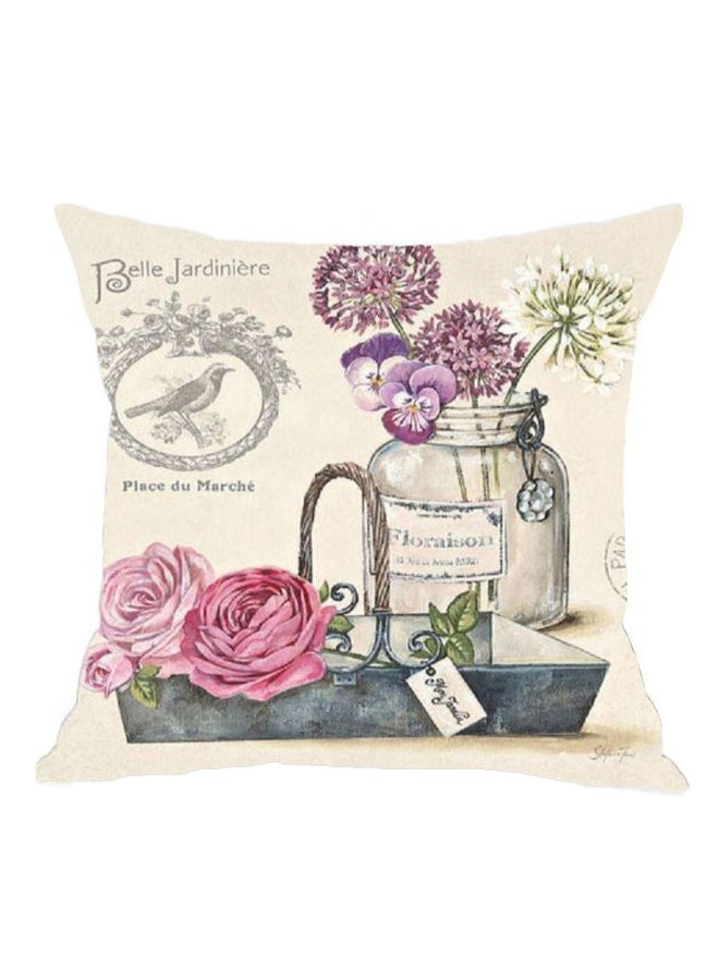 European Style Floral Print Cushion Cover Multicolour