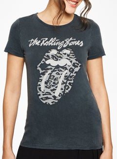 NEW LOOK Rolling Stones Logo Print T-Shirt Grey  - Image 1