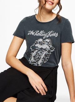 NEW LOOK Rolling Stones Logo Print T-Shirt Grey  - Image 4
