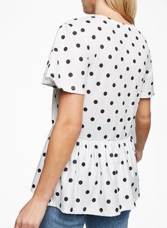 NEW LOOK Polka Dot Peplum Top Black Pattern  - Image 2