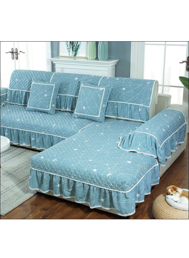 Lacing Design Sofa Slipcover Blue/White