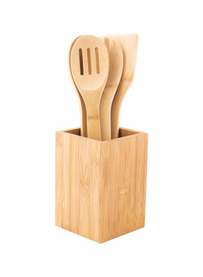Pack Of 5 Wooden Spoons With A Base Beige 35cm 