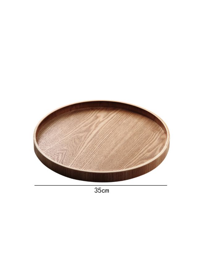 صينية مستديرة مصنوعة من الخيزران عالي الجودة بني 35X35X2.7سم - Image 2