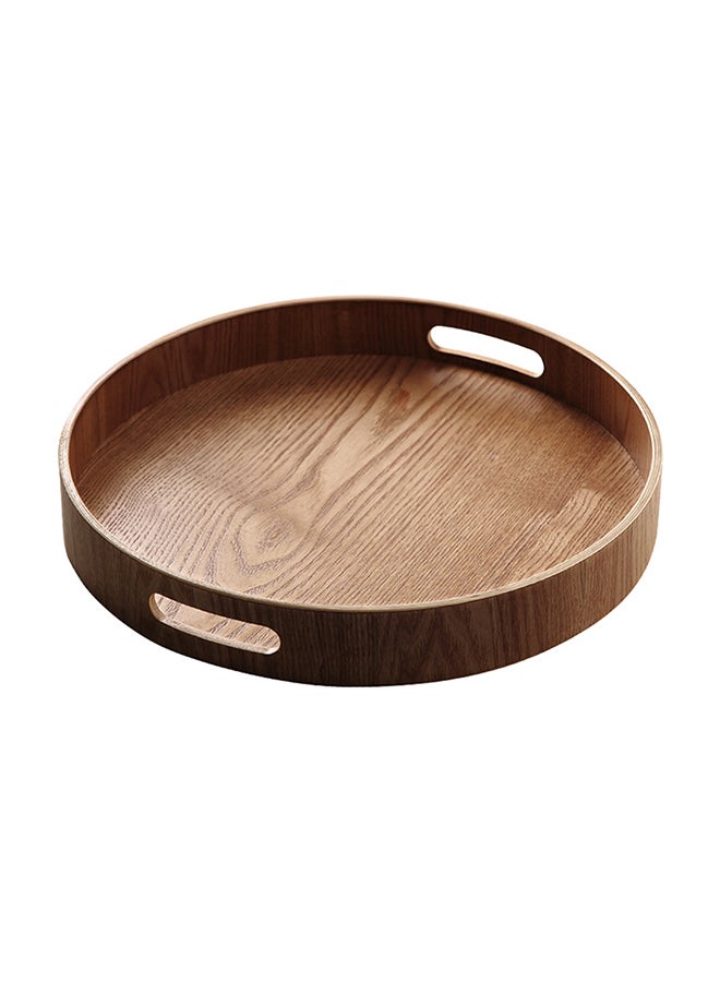 Round Bamboo Tray With Handle Brown 25X25X5centimeter - Image 1
