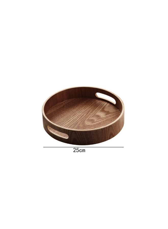 Round Bamboo Tray With Handle Brown 25X25X5centimeter - Image 2