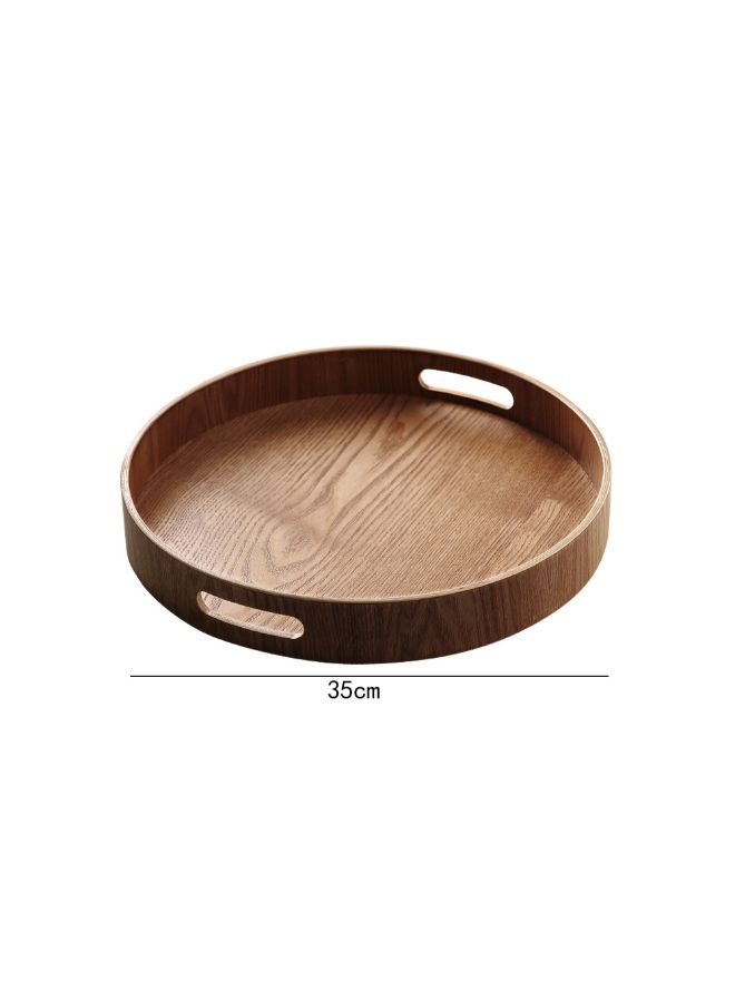 Round Bamboo Tray With Handle Brown 35X35X5centimeter - Image 2