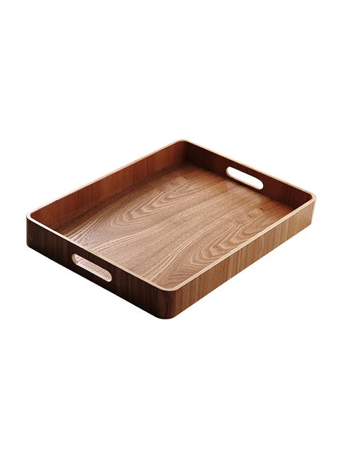 Square Bamboo Tray With Handle Brown 41X30X5centimeter