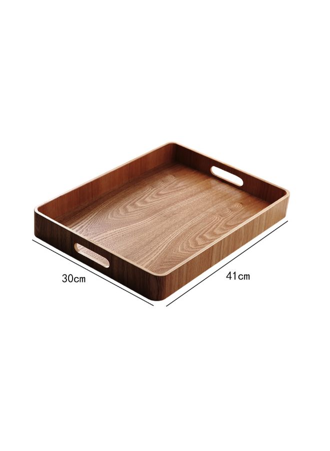 Square Bamboo Tray With Handle Brown 41X30X5centimeter