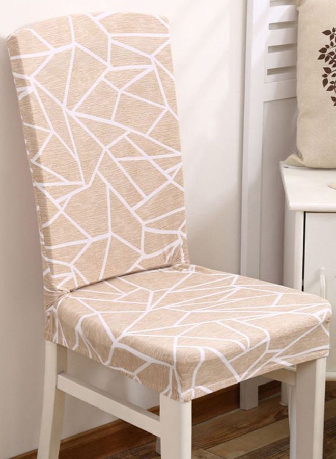 Block Pattern Dust-Proof Chair Cover Beige 