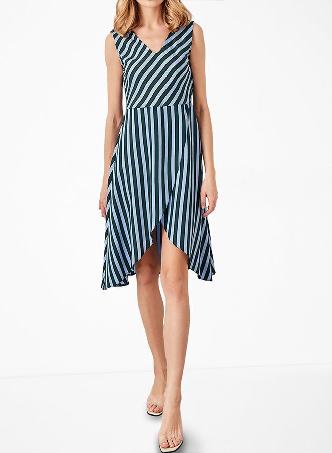 trendyol Striped Tulip Hem Dress Blue  - Image 1