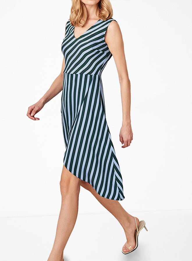 trendyol Striped Tulip Hem Dress Blue  - Image 2