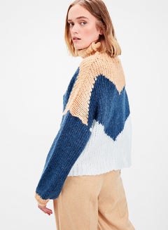 trendyol Turtle Neck Multi Colourblock Sweater Camel  - Image 2