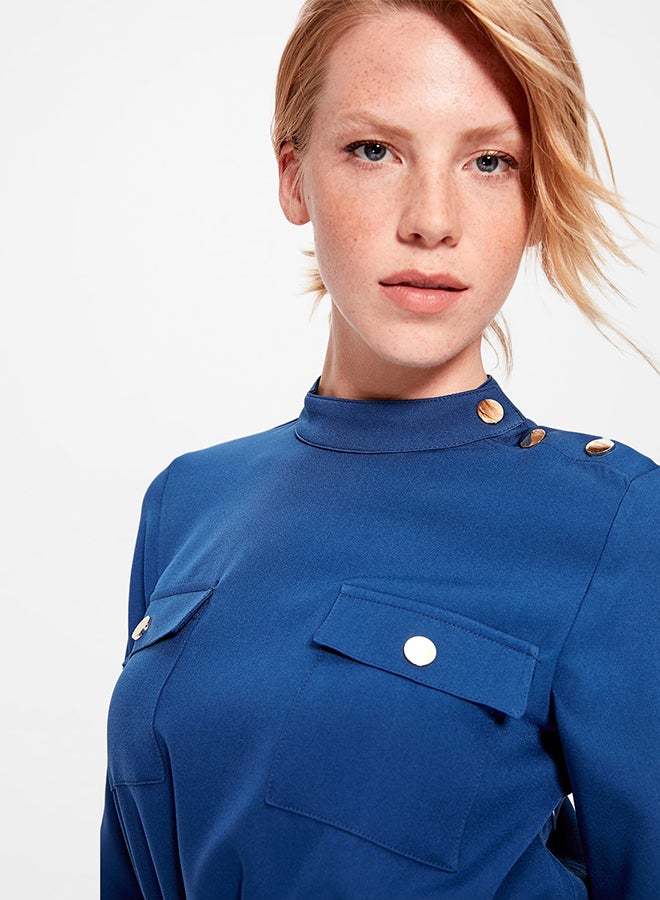 trendyol - Buttoned Utility Dress Indigo - Image 1