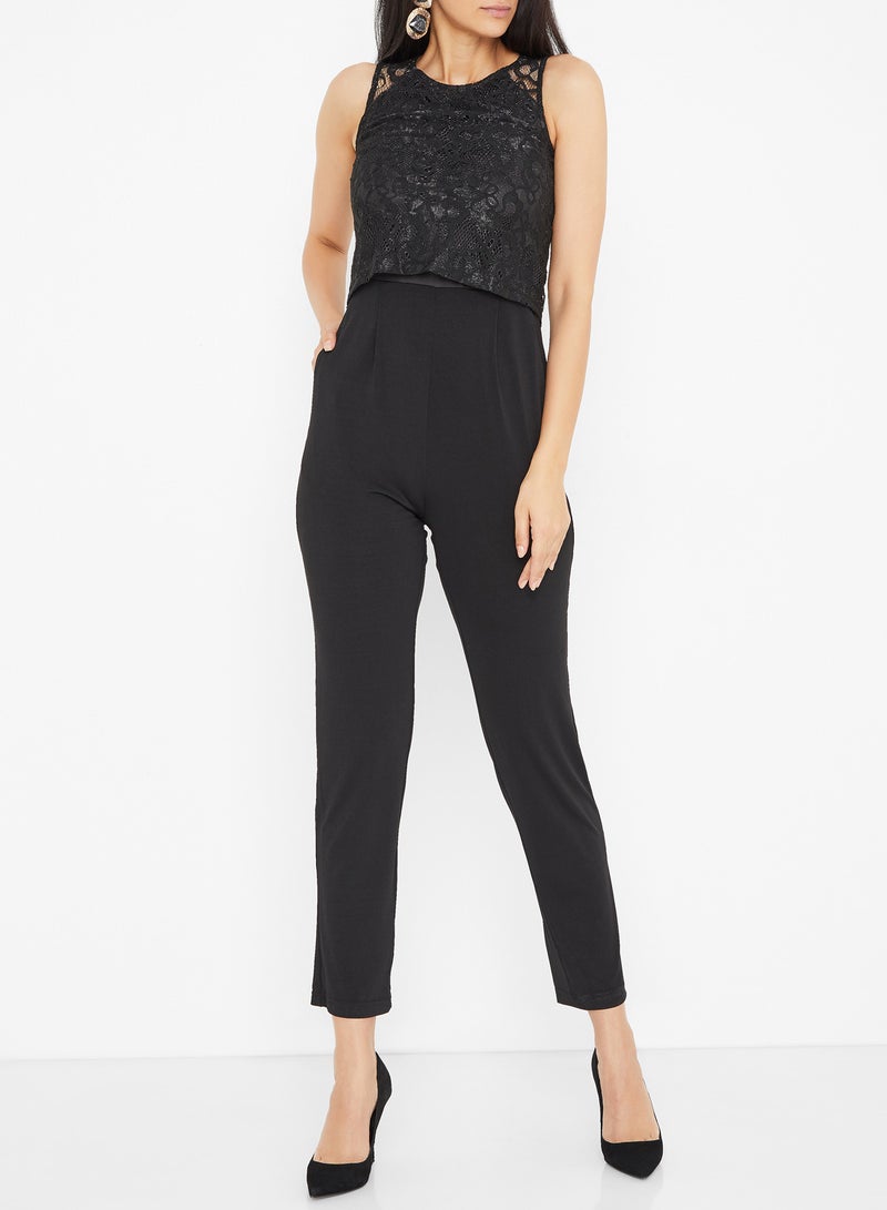 MELA LONDON - Lace Top Overlay Jumpsuit Black - Image 1