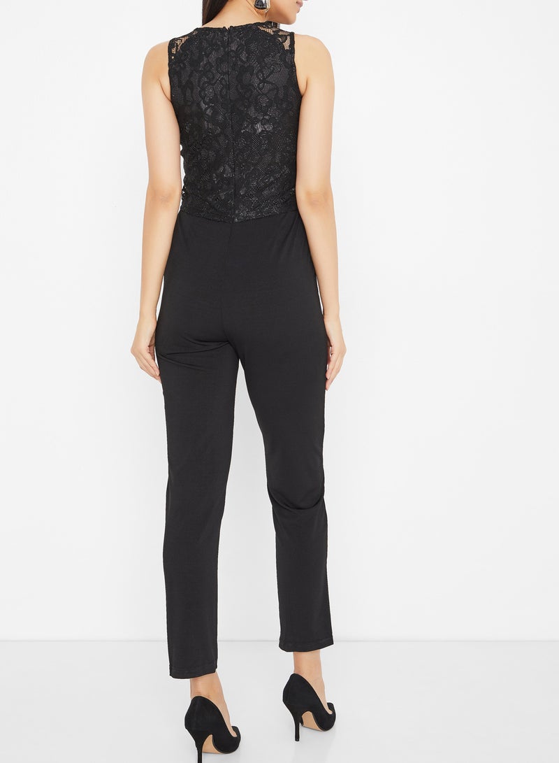 MELA LONDON - Lace Top Overlay Jumpsuit Black - Image 1