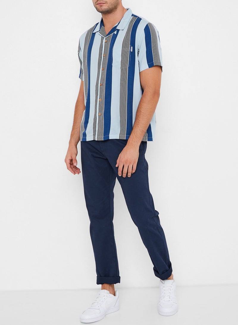 سول ستار قميص بتفاصيل مخططة أزرق LT - Image 3