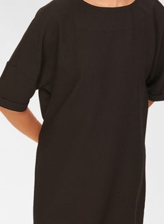 trendyol Back V Embroidered T-Shirt Dress Black  - Image 4