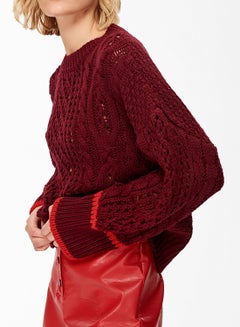 Knit Detailed Sweater Burgundy