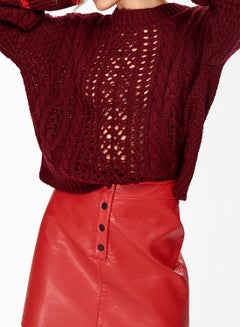 trendyol Knit Detailed Sweater Burgundy  - Image 3