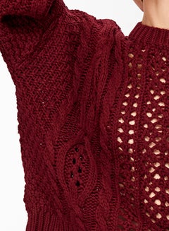 trendyol Knit Detailed Sweater Burgundy  - Image 4