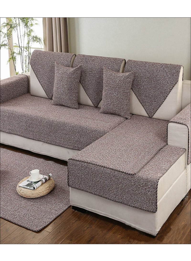 Anti-Slip Cozy Sofa Slipcover With Pillowcase Brown 