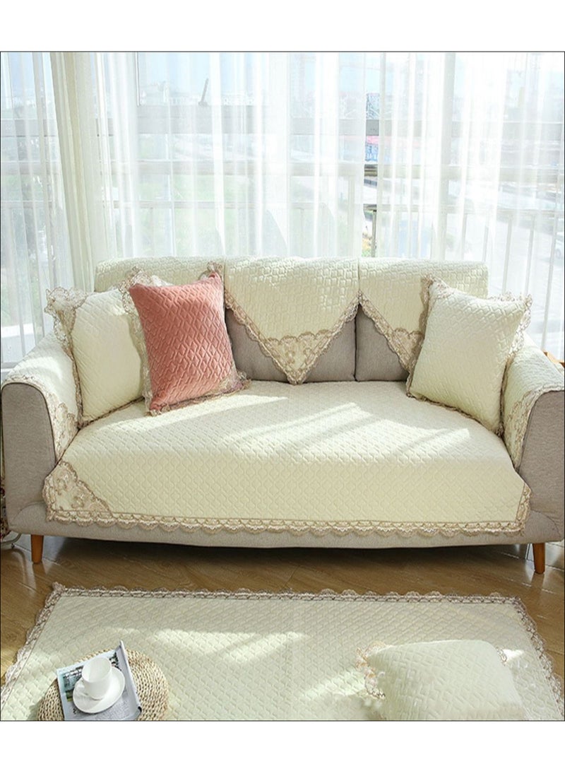 European Style Sofa Slipcover With Pillowcase Beige 