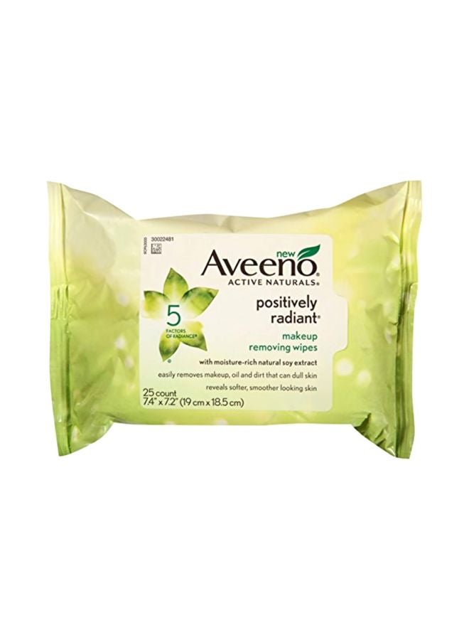 Aveeno Pack Of 4 Positively Radiant Makeup Removing Wipes White