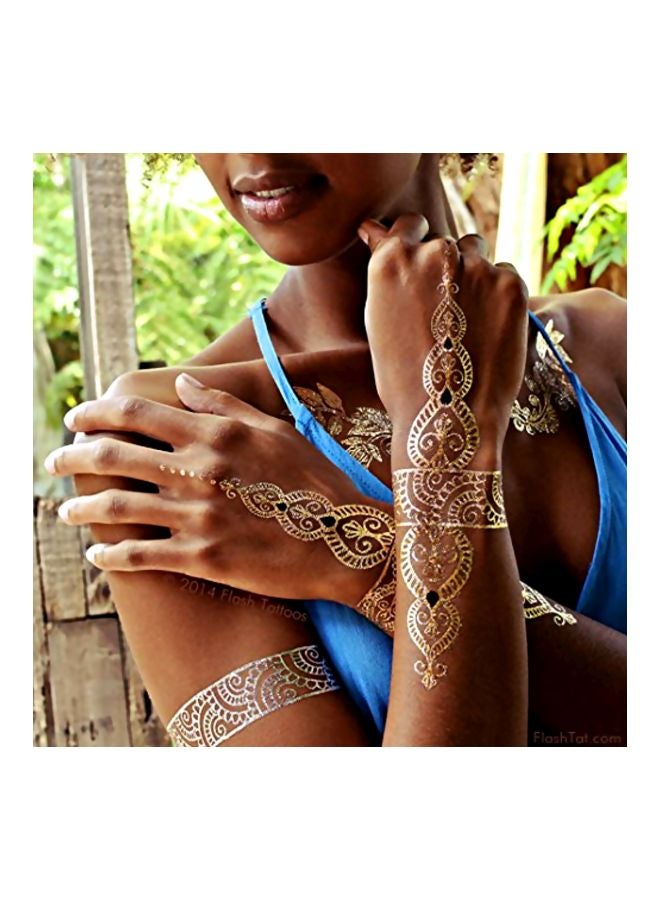 Flash+Tattoos 4-Sheets Metallic Temporary Tattoos Gold/Silver - Image 4