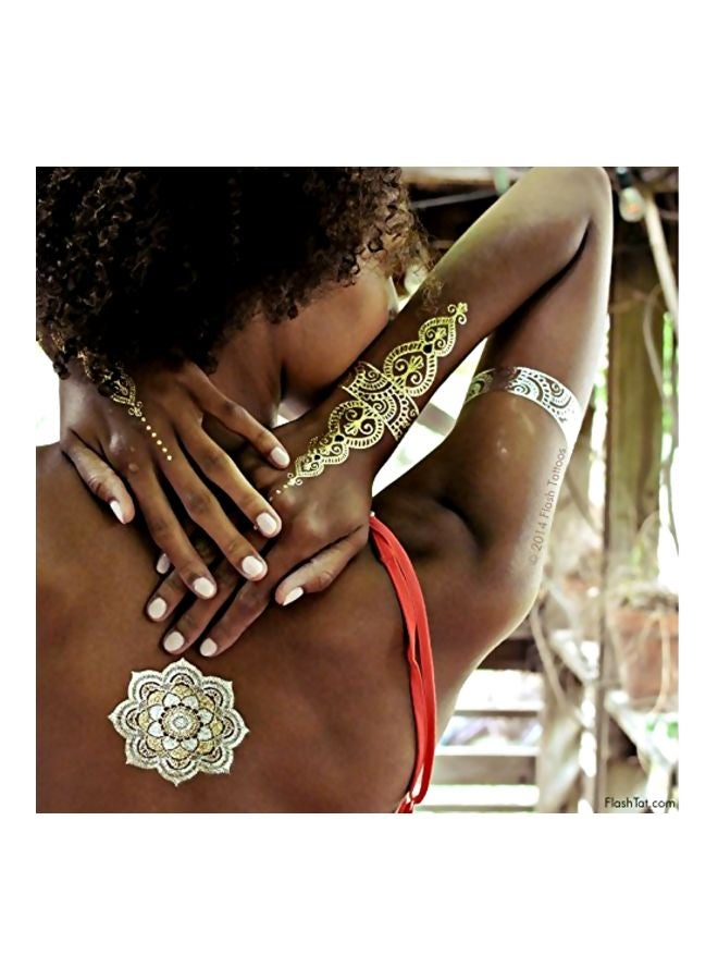 Flash+Tattoos 4-Sheets Metallic Temporary Tattoos Gold/Silver - Image 2