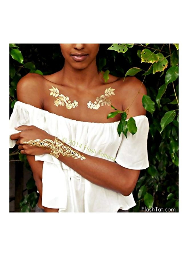 Flash+Tattoos 4-Sheets Metallic Temporary Tattoos Gold/Silver - Image 3