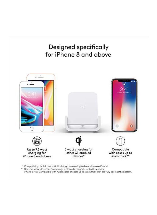 Logitech - Wireless Charging Stand For Apple iPhone 8/8 Plus/X/XS/XS Max/XR White - Image 1
