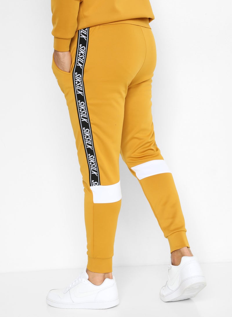 SikSilk - Contrast Tape Detail Joggers Golden Mustard - Image 1