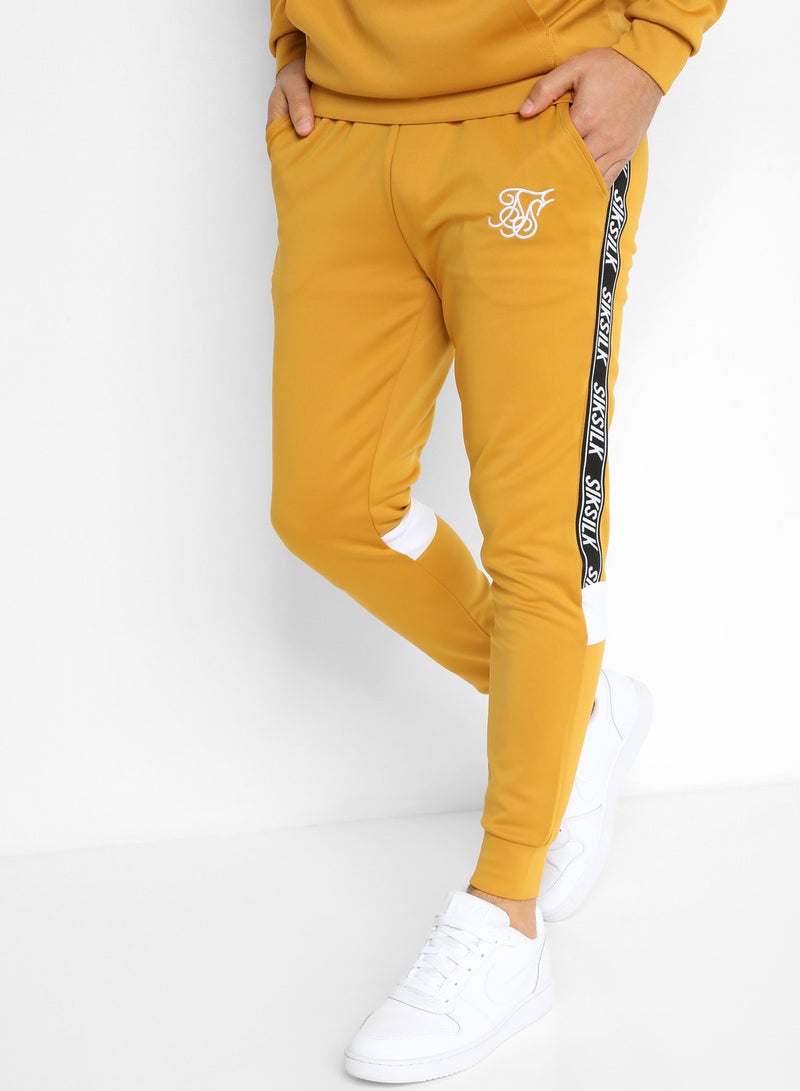 SikSilk - Contrast Tape Detail Joggers Golden Mustard - Image 1