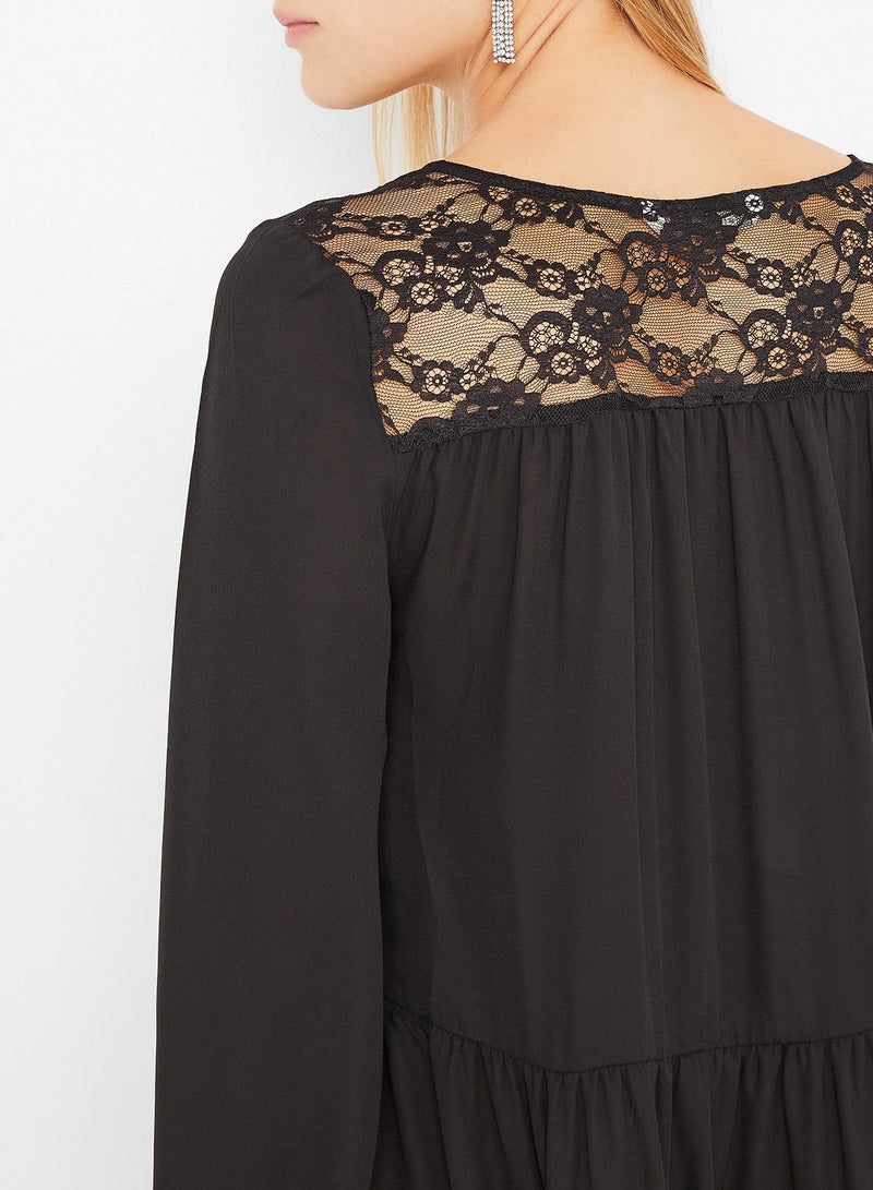 اونلي فستان بأكمام طويلة مُزين بالدانتيل أسود - Image 4