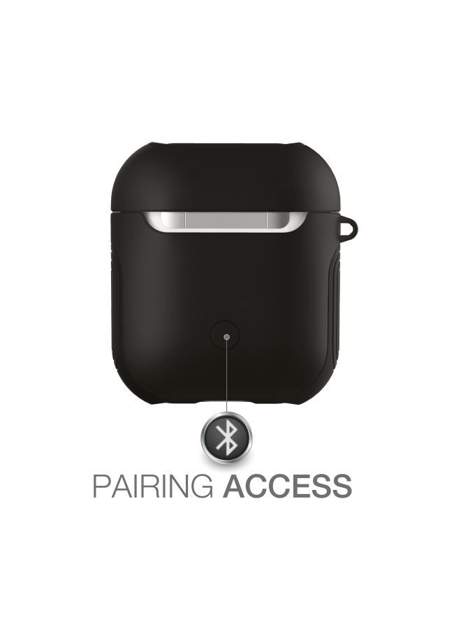 AMAZINGthing - AirPods Silicone Case 2nd Gen/1st Gen Supremecase Guard Shell Protective Skin Cover with Carabiner Black - Image 1