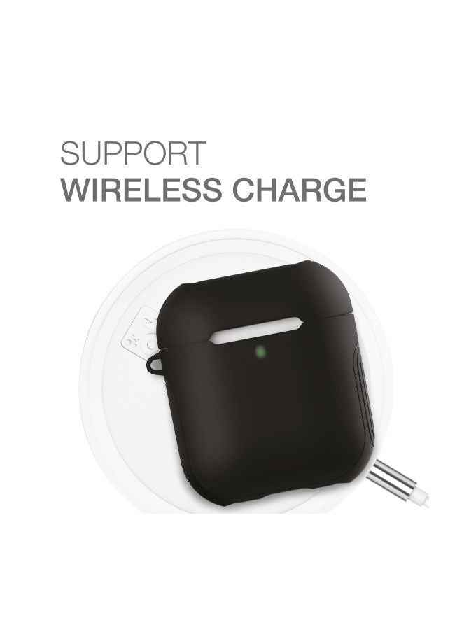 AMAZINGthing - AirPods Silicone Case 2nd Gen/1st Gen Supremecase Guard Shell Protective Skin Cover with Carabiner Black - Image 1