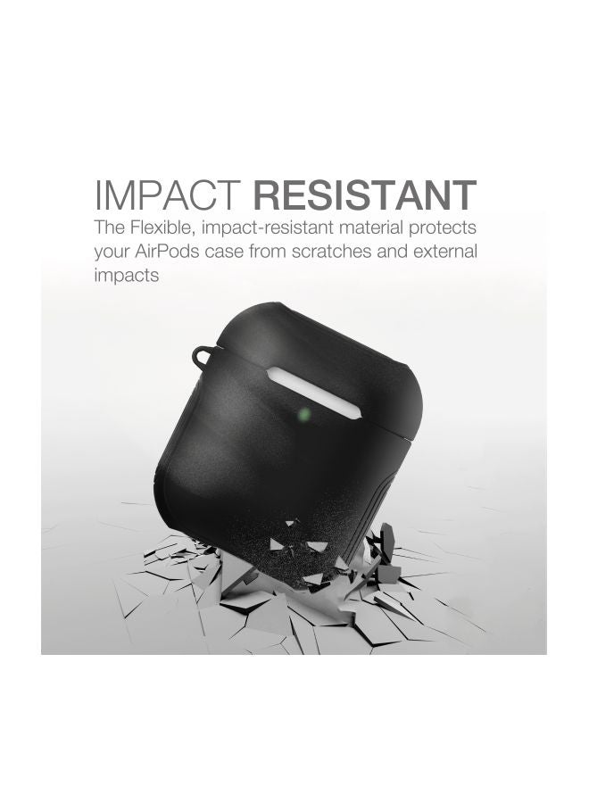 AMAZINGthing - AirPods Silicone Case 2nd Gen/1st Gen Supremecase Guard Shell Protective Skin Cover with Carabiner Black - Image 1