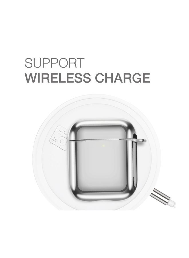 AMAZINGthing - AirPods Case 2nd Gen/1st Gen Supremecase Solid Shell Skin Electroplated Cover with Carabiner Space Grey - Image 1