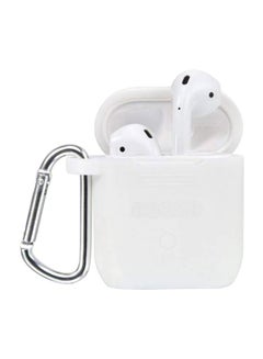 Protective Case For Apple AirPods With Carabiner White