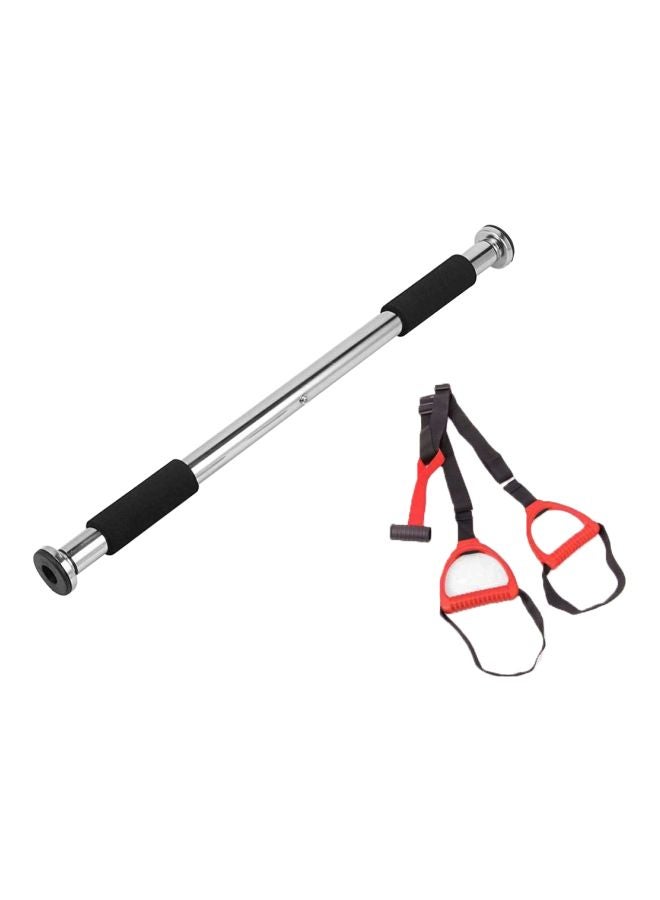 ماكس سترينث طقم عمود ممارسة تمارين رفع الجسم بتصميم قابل للتعديل مع حزام معلق بحلقة في الباب للتدريب - Image 1