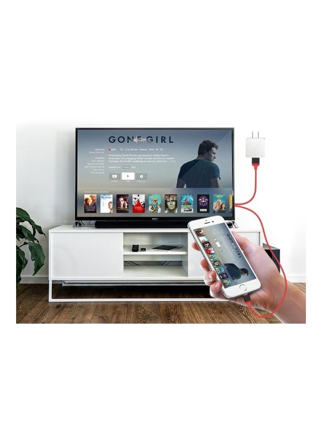 MARGOUN - 2 In One  HDMI Adapter Cable For Apple iPhone X Red - Image 1
