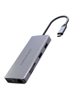 11 In 1 USB-C 60W USB-C Power Delivery Input 3.0 Super Speed Data Transmission Hub Grey