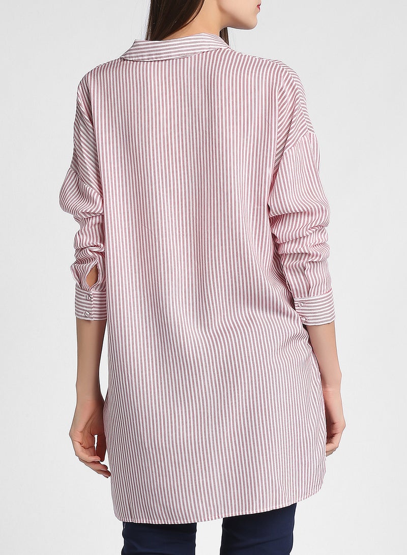VERO MODA - Tinka Striped Shirt Snow White/Red - Image 1