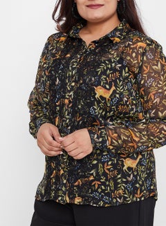 Vero Moda Curve Multi Sheer Lace Detail Shirt Black  - Image 1
