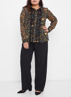 Vero Moda Curve Multi Sheer Lace Detail Shirt Black  - Image 3