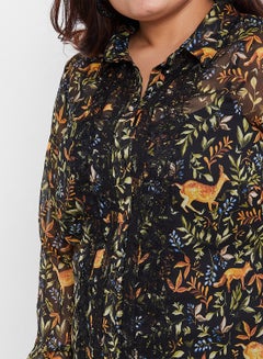 Vero Moda Curve Multi Sheer Lace Detail Shirt Black  - Image 4